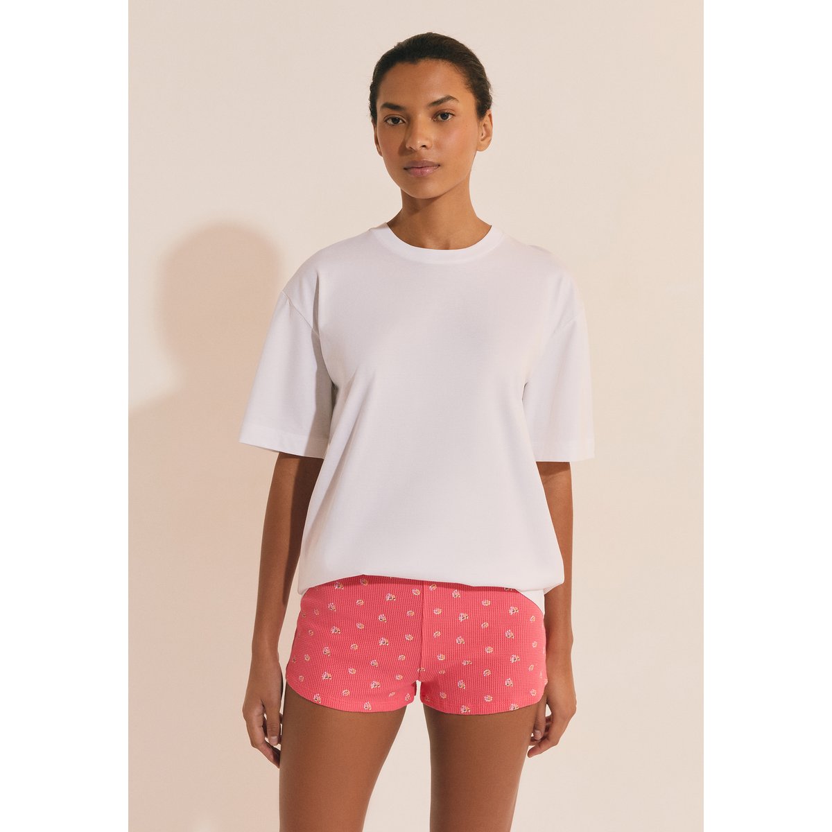 T-shirt de pyjama manches courtes en coton JOANNE blanc, ETAM