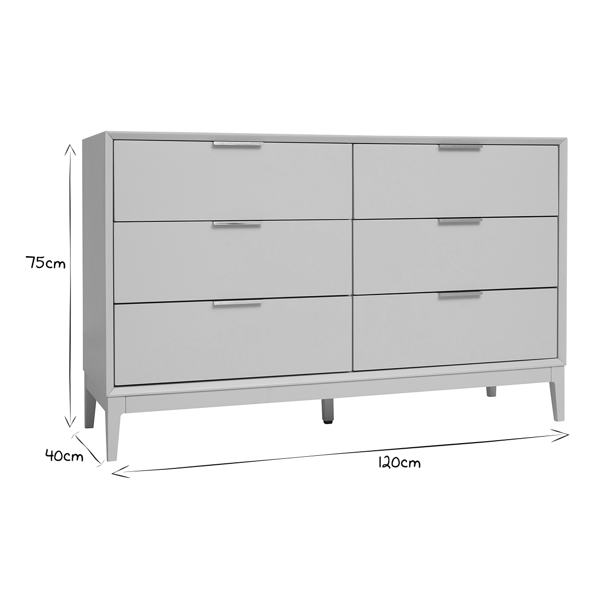 Commode blanche mat et métal doré 6 tiroirs L120 cm GIANA blanc, MILIBOO