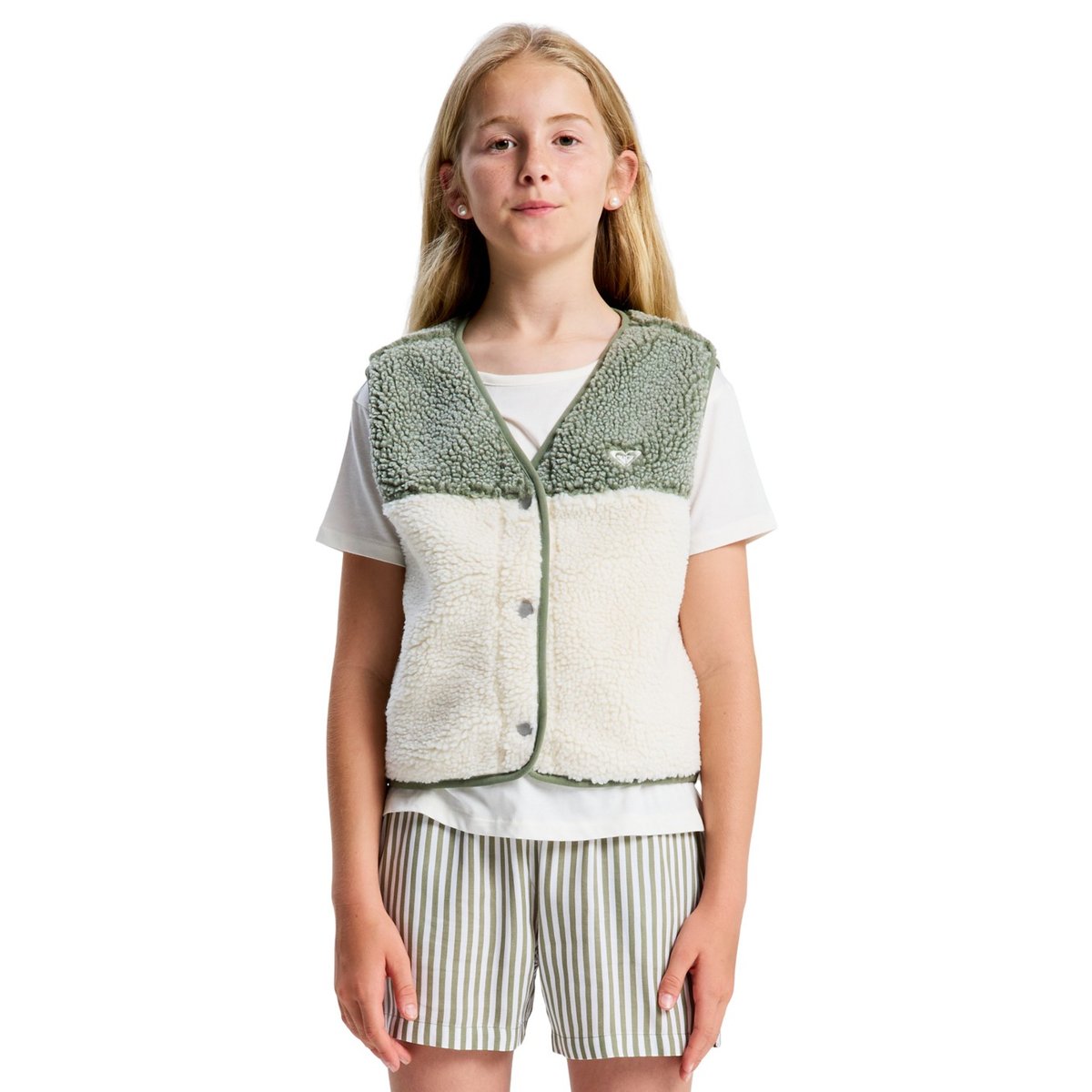 Veste sans manches en sherpa ICONIC COLOR BLOCK. vert oil green, ROXY