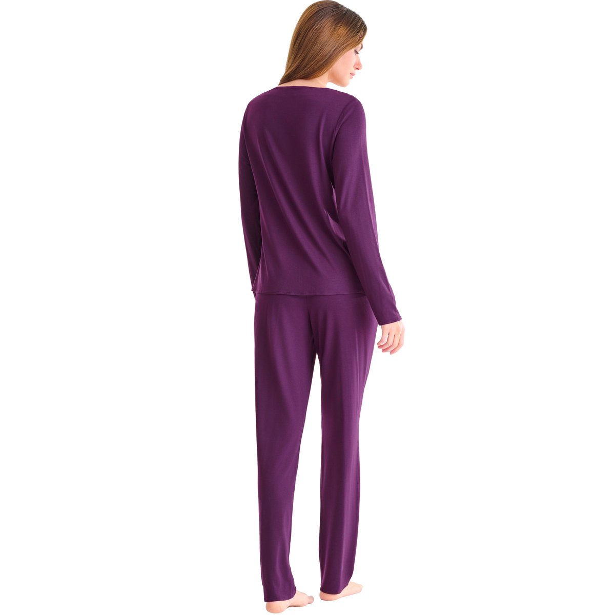 Pyjama pantalon top manches longues VELVET LUXE violet, LISCA