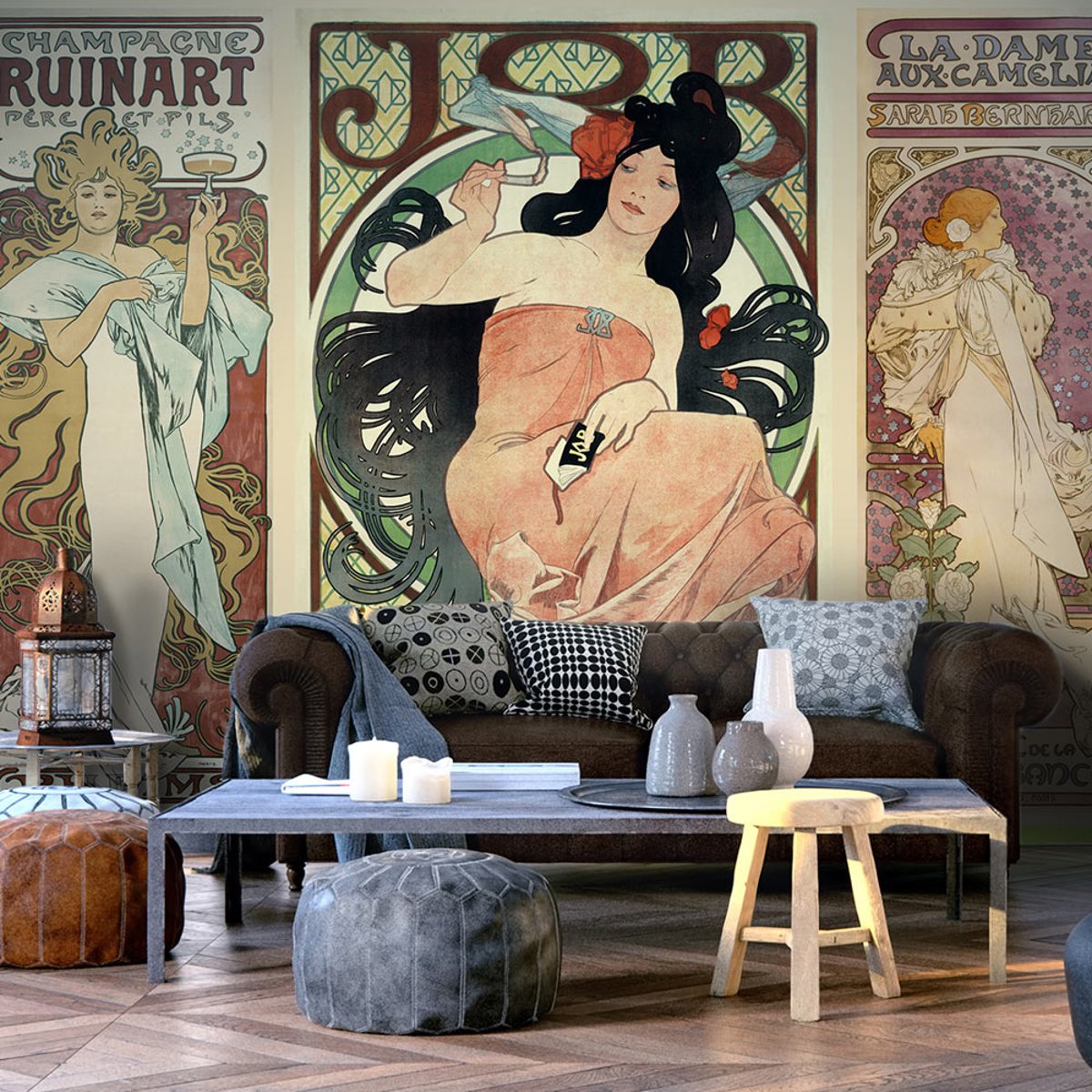 Papier peint intissé panoramique Personnes Alphonse Mucha. Women's noir, EDEN