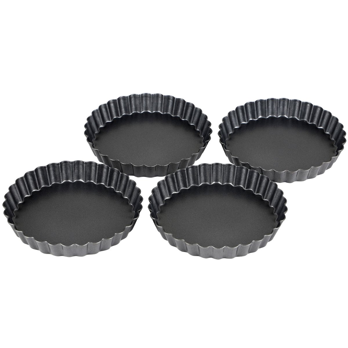 Set de 4 moules à tartelettes 12x12x2cm noir, WADIGA