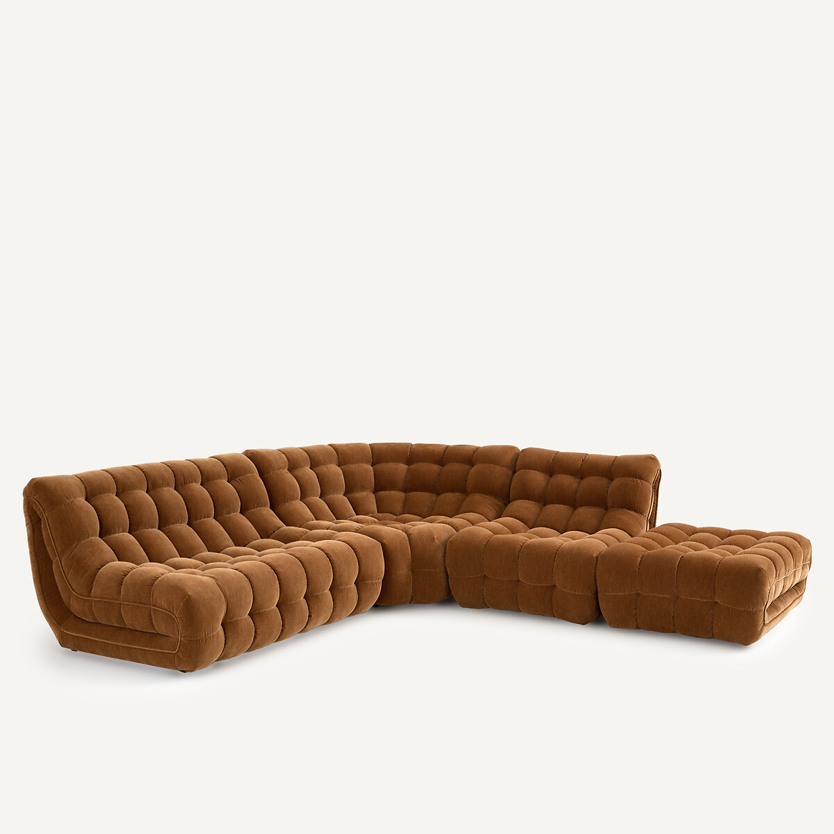 Módulo esquinero tapizado, en terciopelo, JUD caramelo, AM.PM