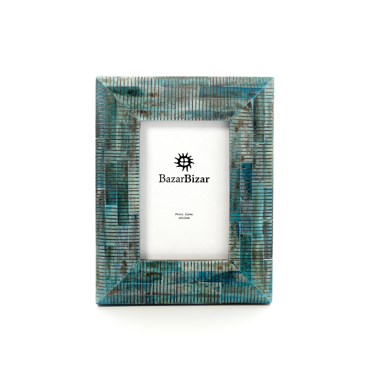 Cadre photo en os de buffle OCEAN RIPPLE turquoise, BAZAR BIZAR