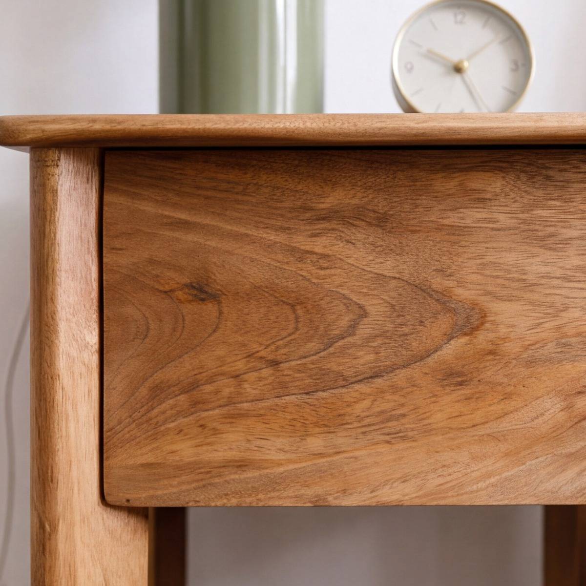 Table de chevet avec tiroir en bois de manguier ZORAN bois clair, MADE IN MEUBLES