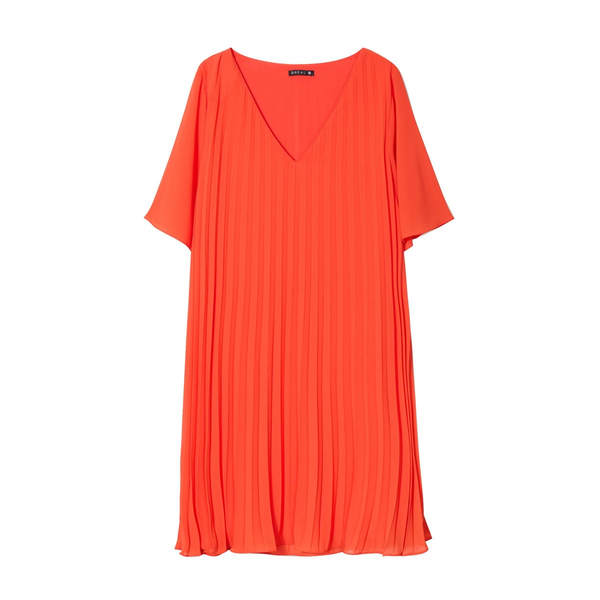 Robe droite plissée orange foncé, BREAL