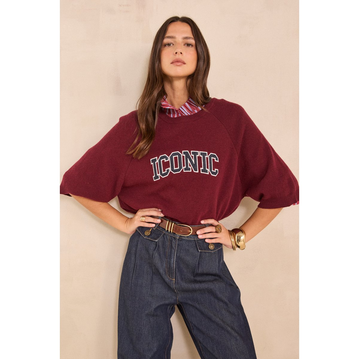 Pull manches 3/4 ATELIER bordeaux, Maison 123