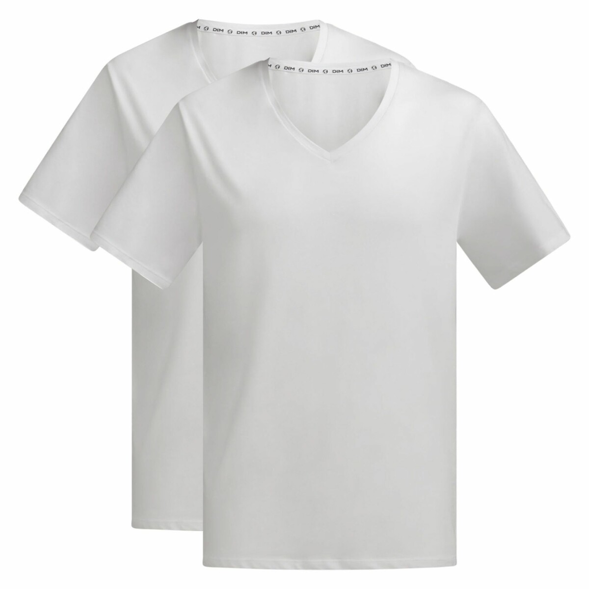 Lot de 2 T-shirts unis col V Good blanc + blanc, DIM