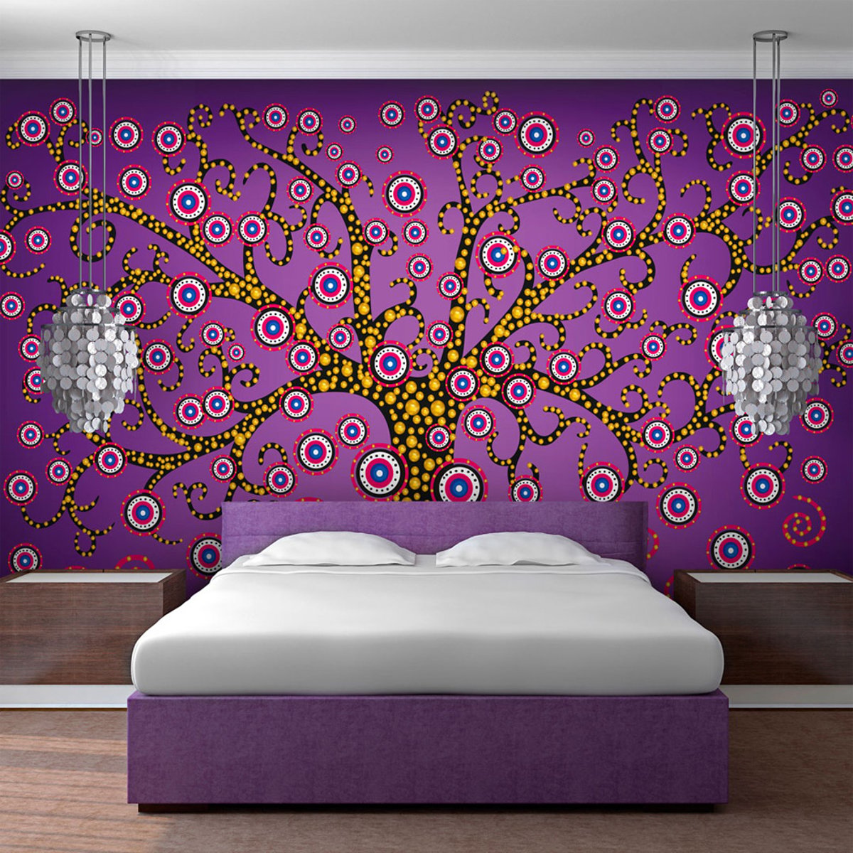 Papier peint intissé panoramique Abstractions The magic tree violet, EDEN
