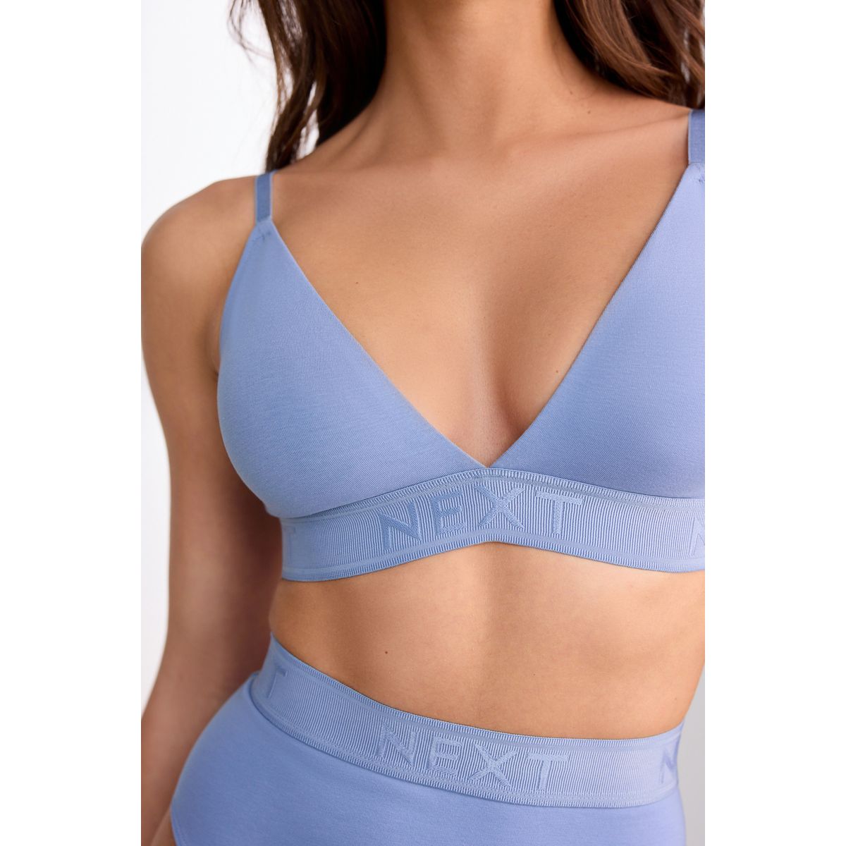 Brassière triangle avec logo, lot de 2 bleu/écru, NEXT