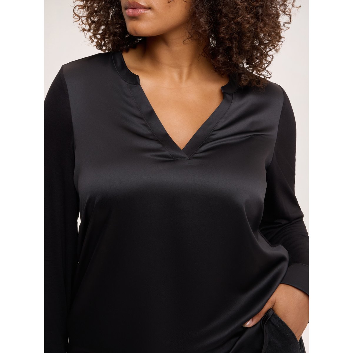T-shirt bimatière noir, FIORELLA RUBINO