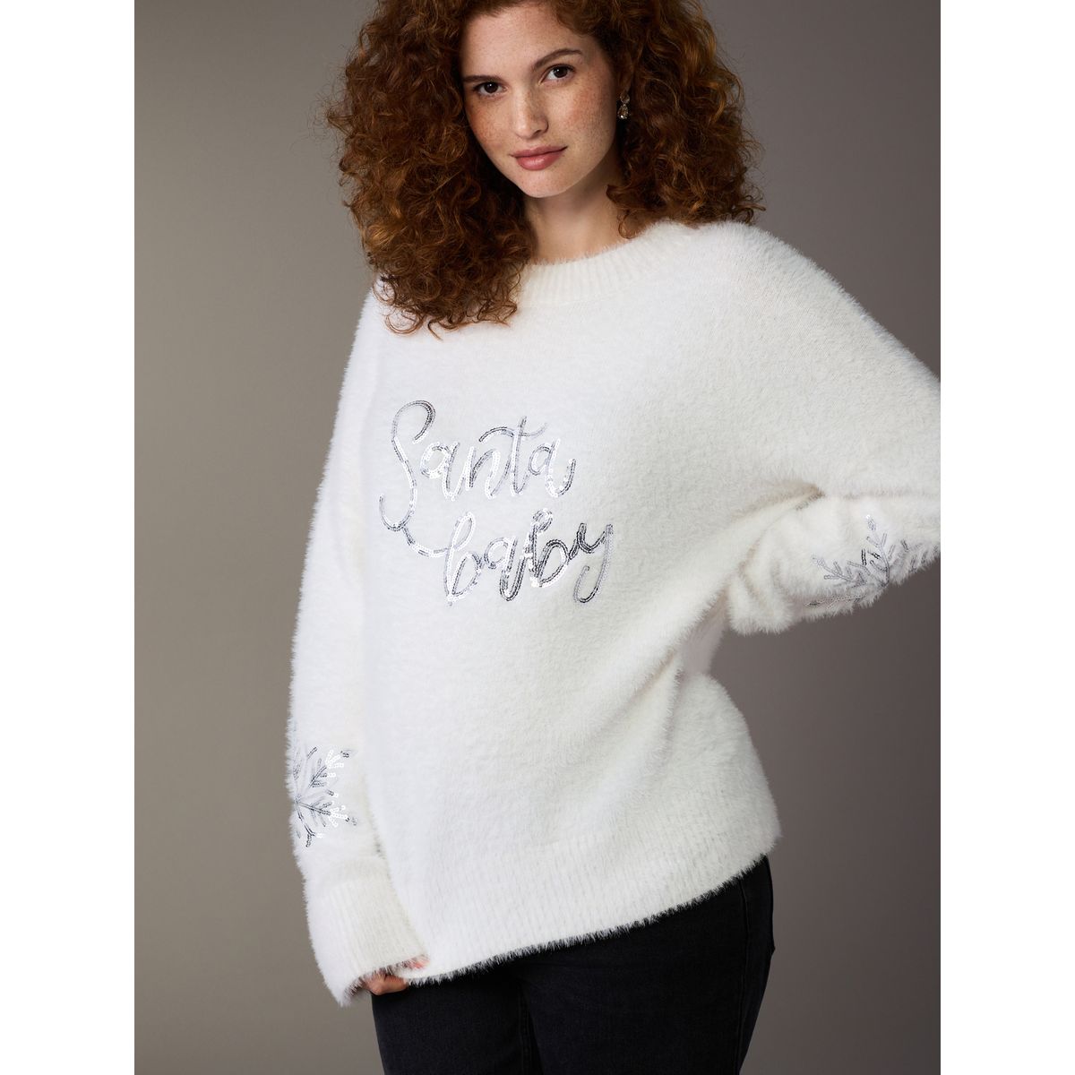 Pull en maille de noël maternité blanc, NEXT