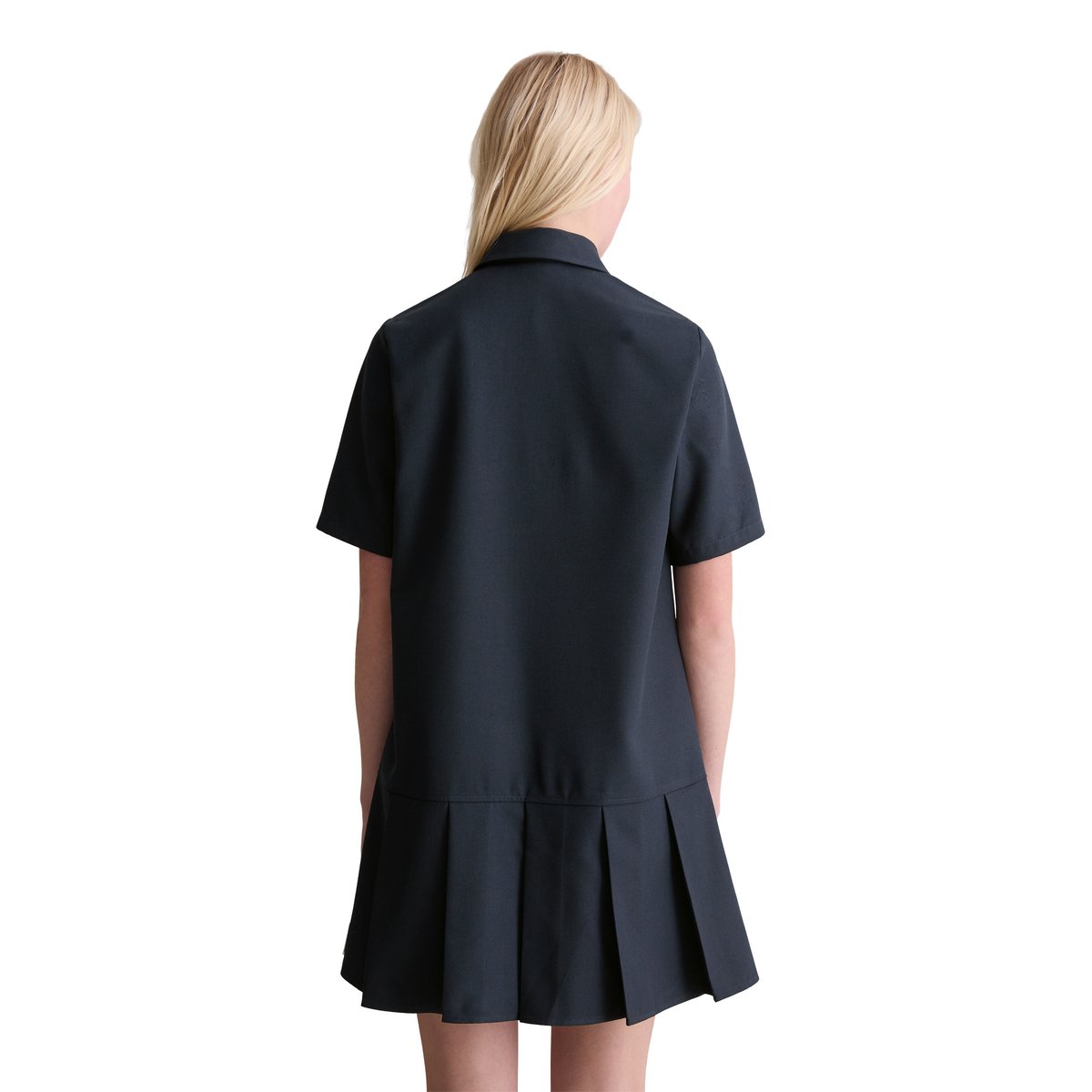 Robe courte relaxed en polyester recyclé avec viscose bleu foncé, MARC O’POLO DENIM