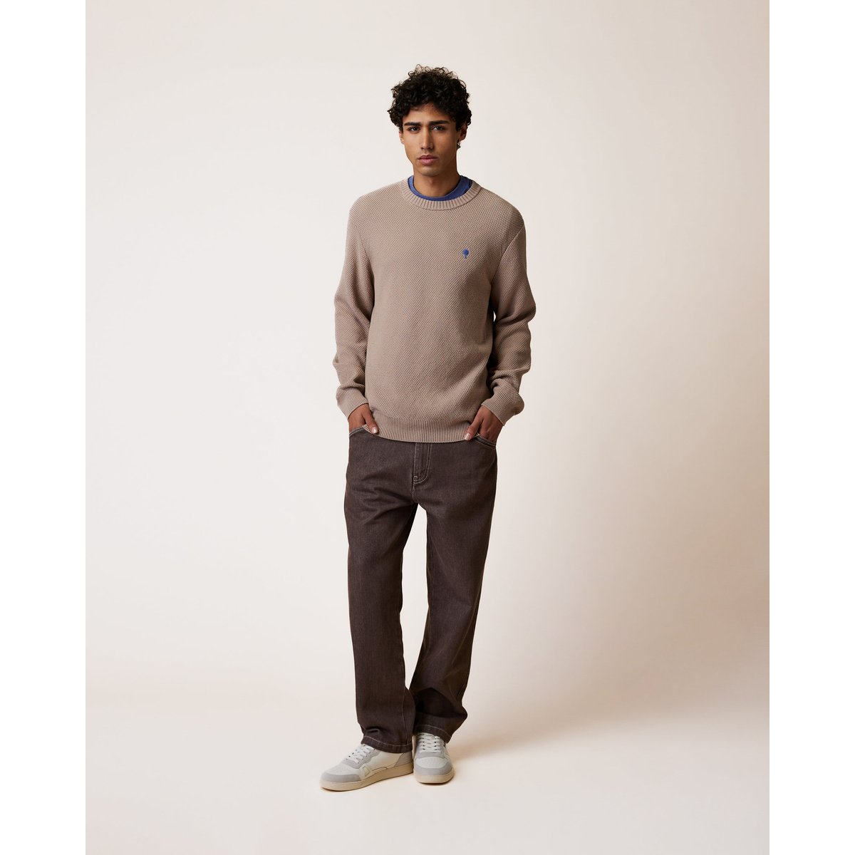 Pull en maille beige foncé, FAGUO
