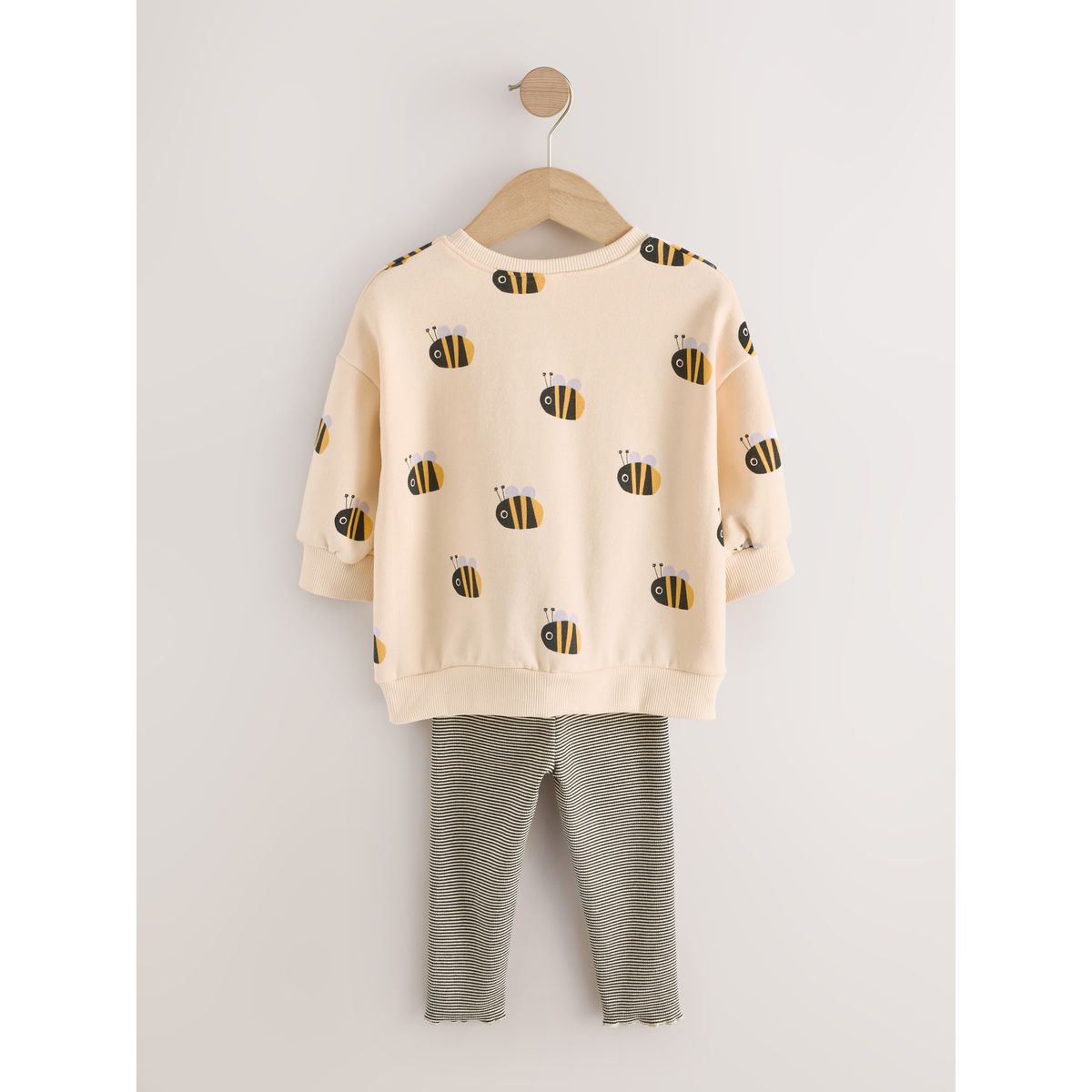 Ensemble sweat et legging abeille à rayures crème, NEXT