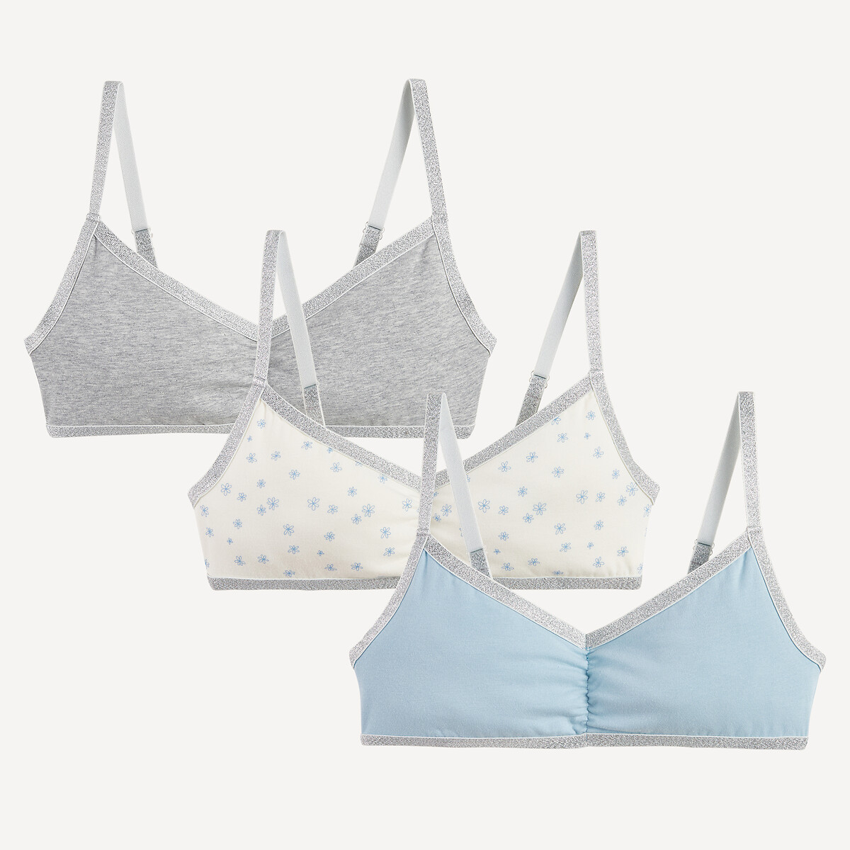 Lot de 3 brassières triangle à fines bretelles multicolore, LA REDOUTE COLLECTIONS