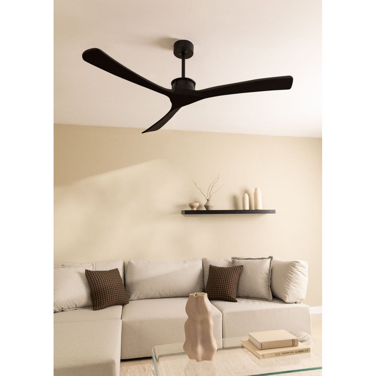 Ventilateur de plafond 40W sans lumière avec Wi-Fi WIND LARGE noir/noir, CREATE