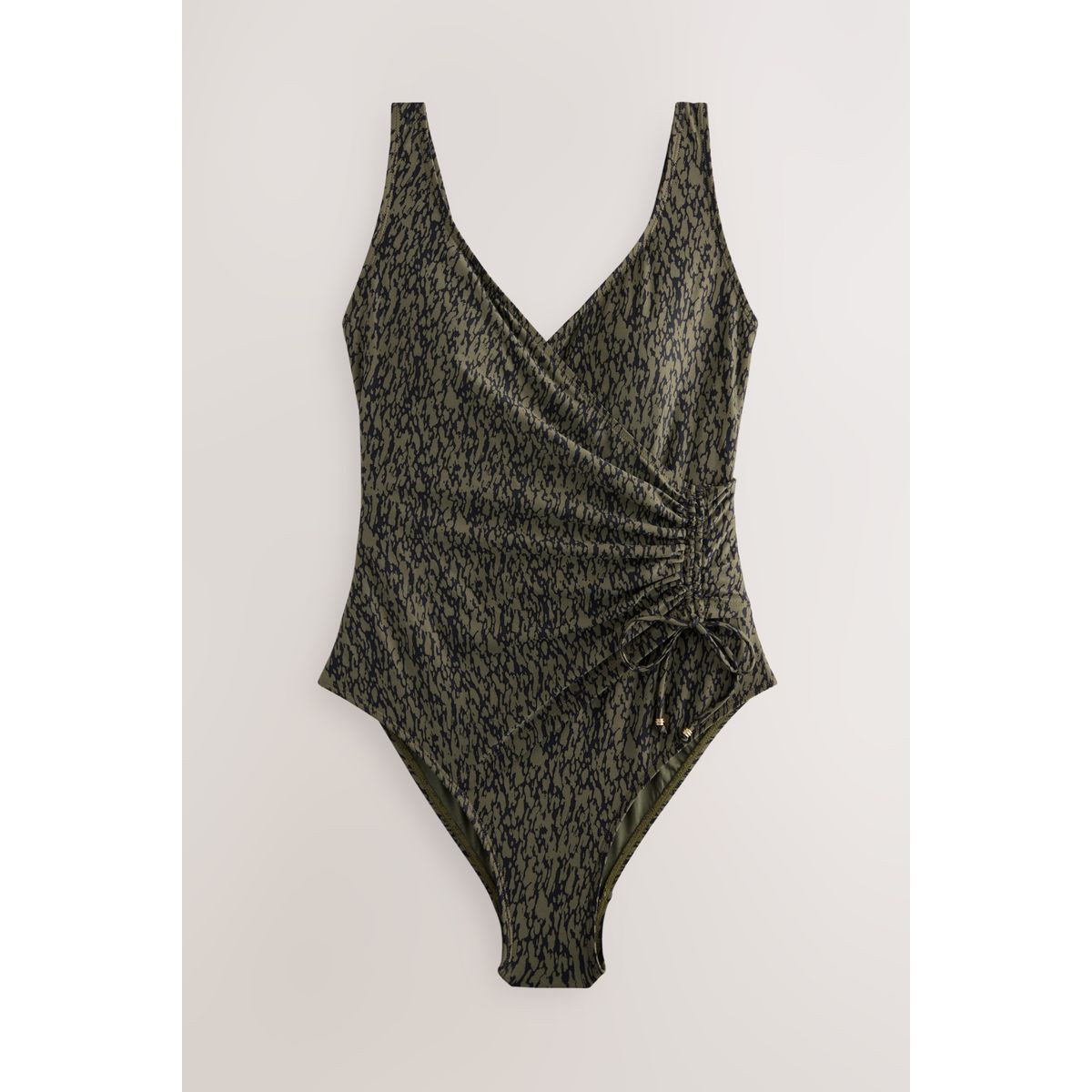 Maillot de bain gainant ruché sur le côté vert kaki/noir, NEXT