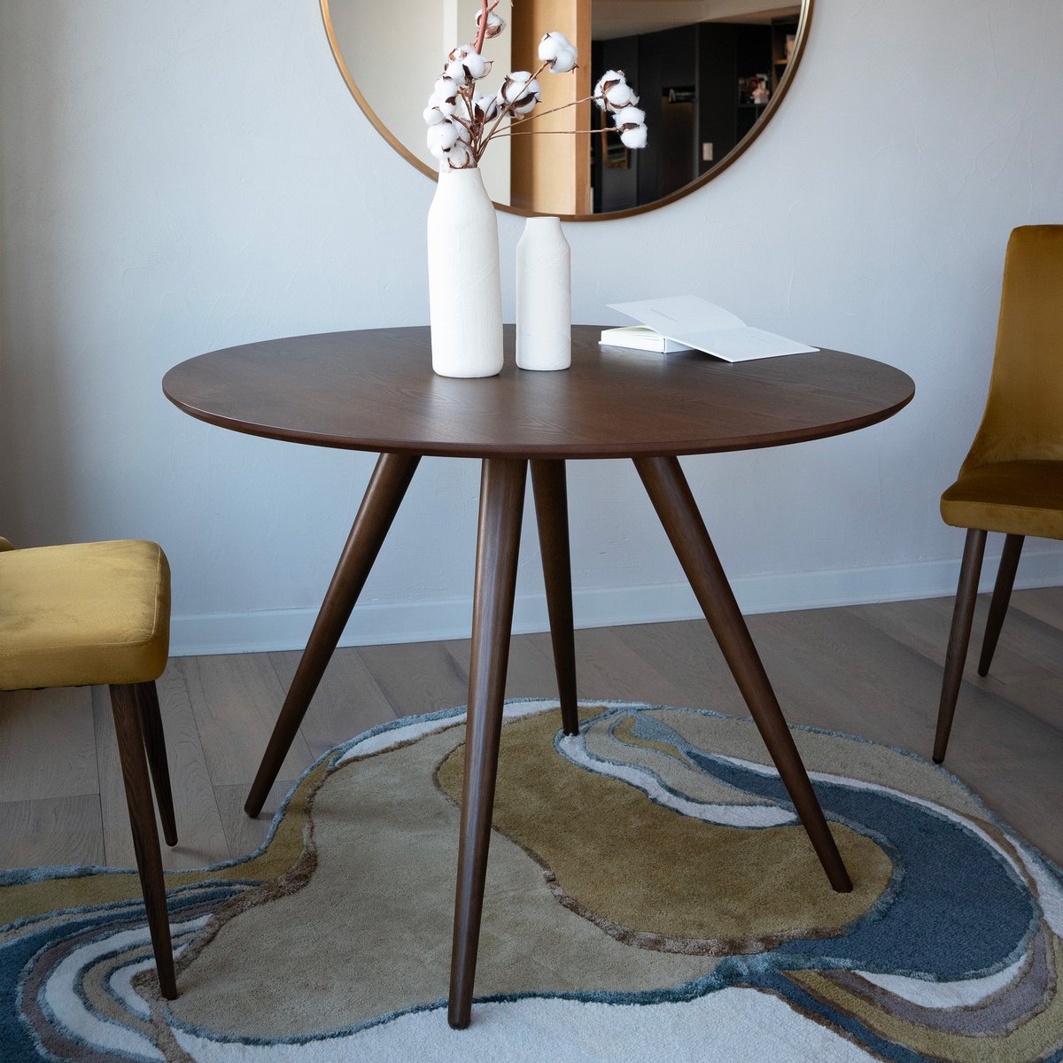 Table ronde en bois D105 cm - LIWA bois foncé, MAISON PAVANE