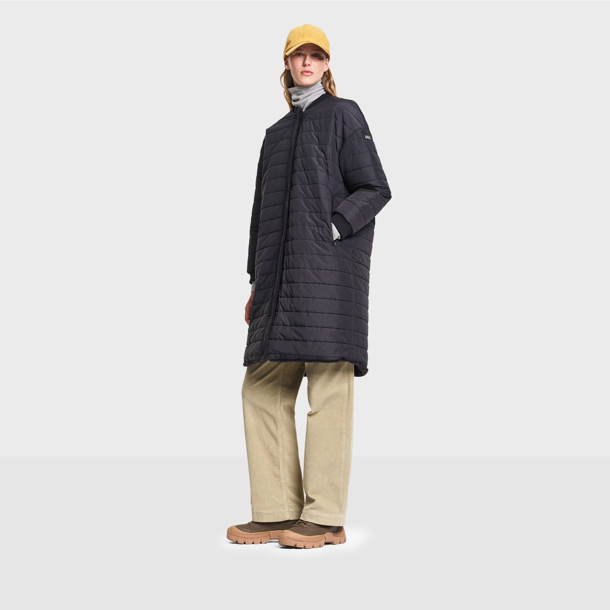 Manteau long réversible sherpa oversize noir, AIGLE
