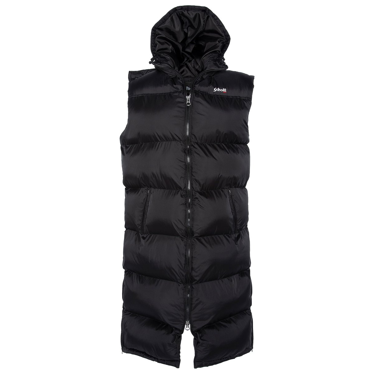 Doudoune extra longue sans manches noir, SCHOTT