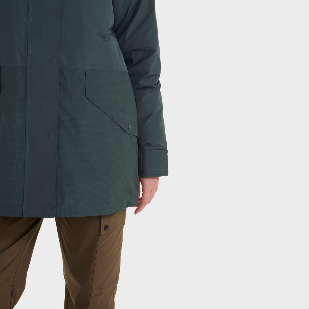 Parka imperméable à capuche vert bouteille, AIGLE