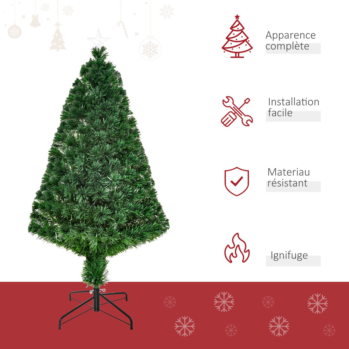 Sapin de Noël Plastique Vert vert, HOMCOM