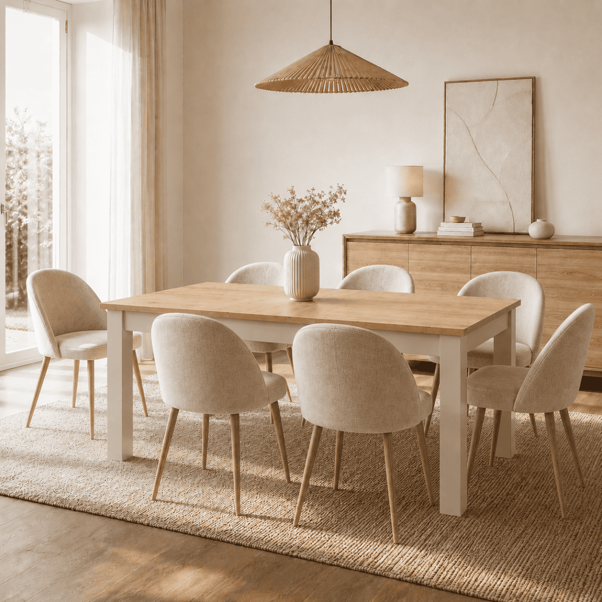 Table à manger extensible - LUND beige, CALICOSY