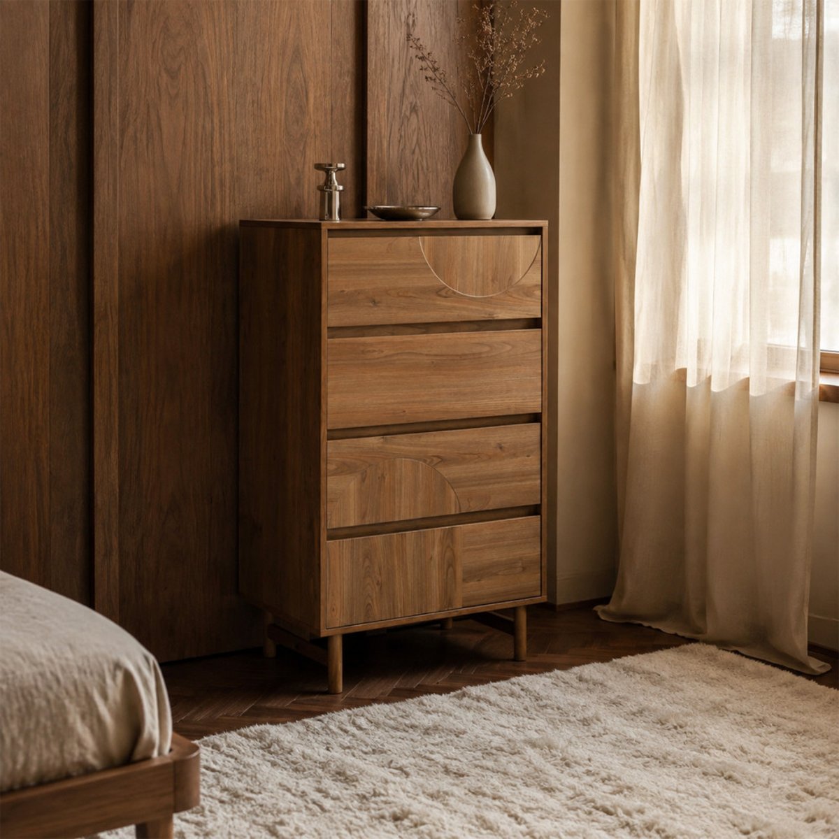 Commode 4 tiroirs en bois L60cm- ABBY bois foncé, DRAWER