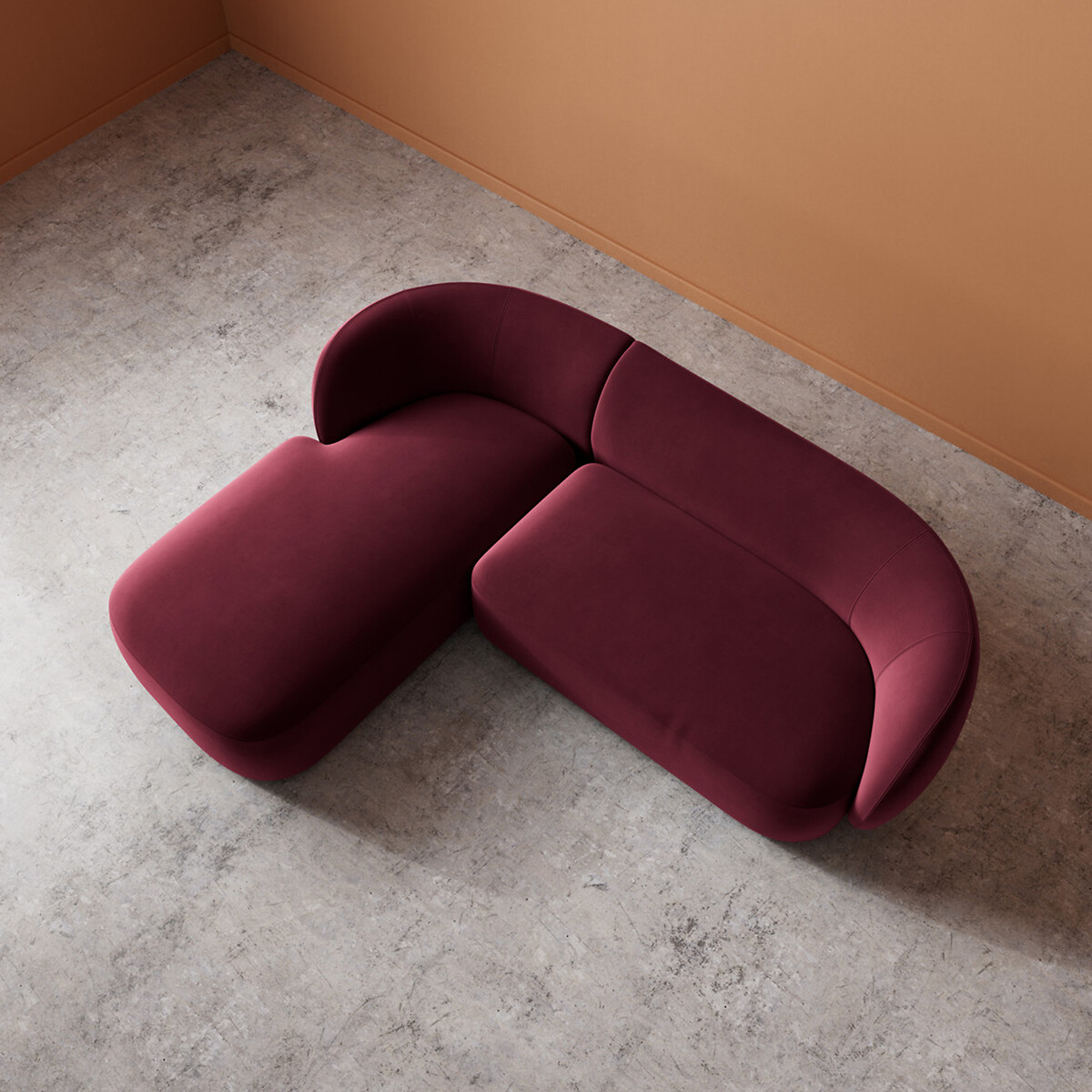 Alban Easy Velvet Corner Chaise Sofa burgundy, SWOON