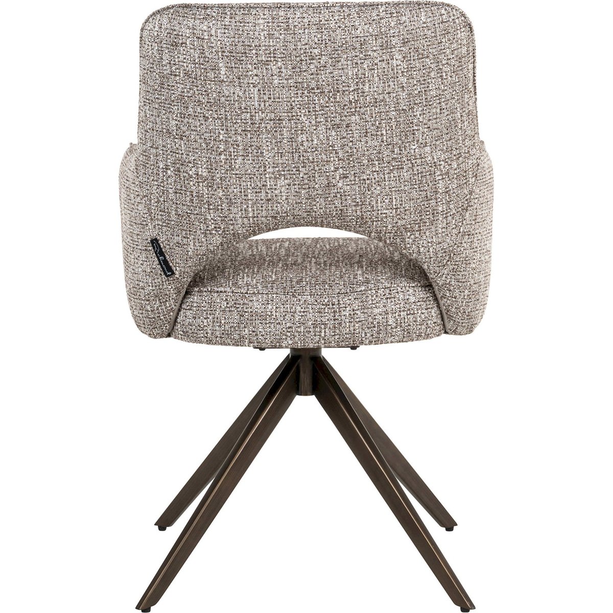 Chaise pivotante en tissu avec accoudoirs tweed terre chaleureux, RECOLLECTION