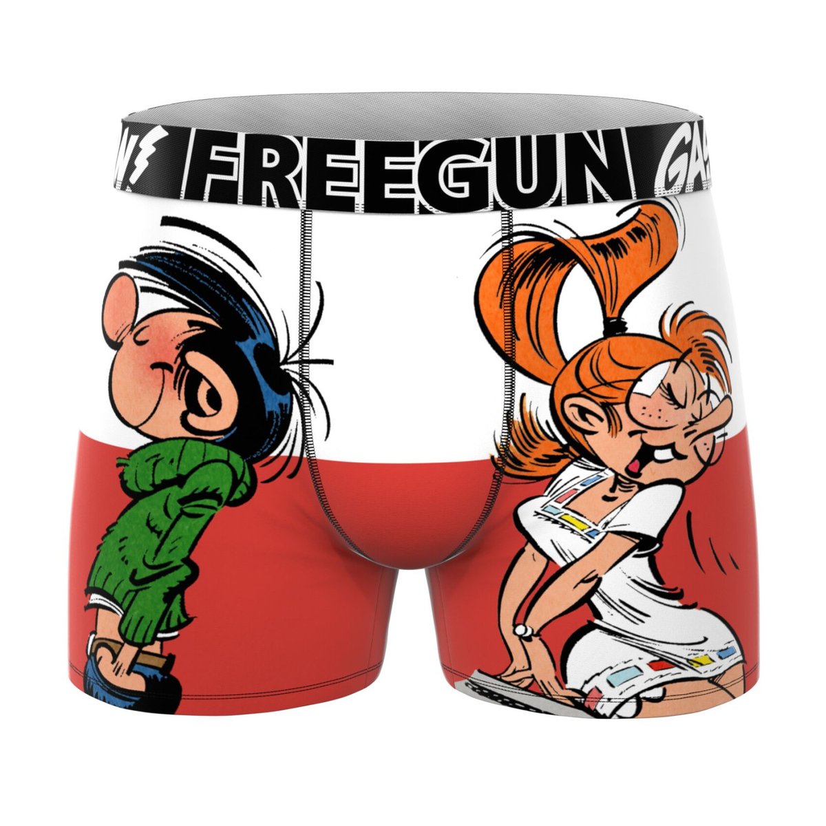 Lot De 3 Boxers Gaston Lagaffe rouge/blanc/jaune/gris/vert/balnc/noir, FREEGUN