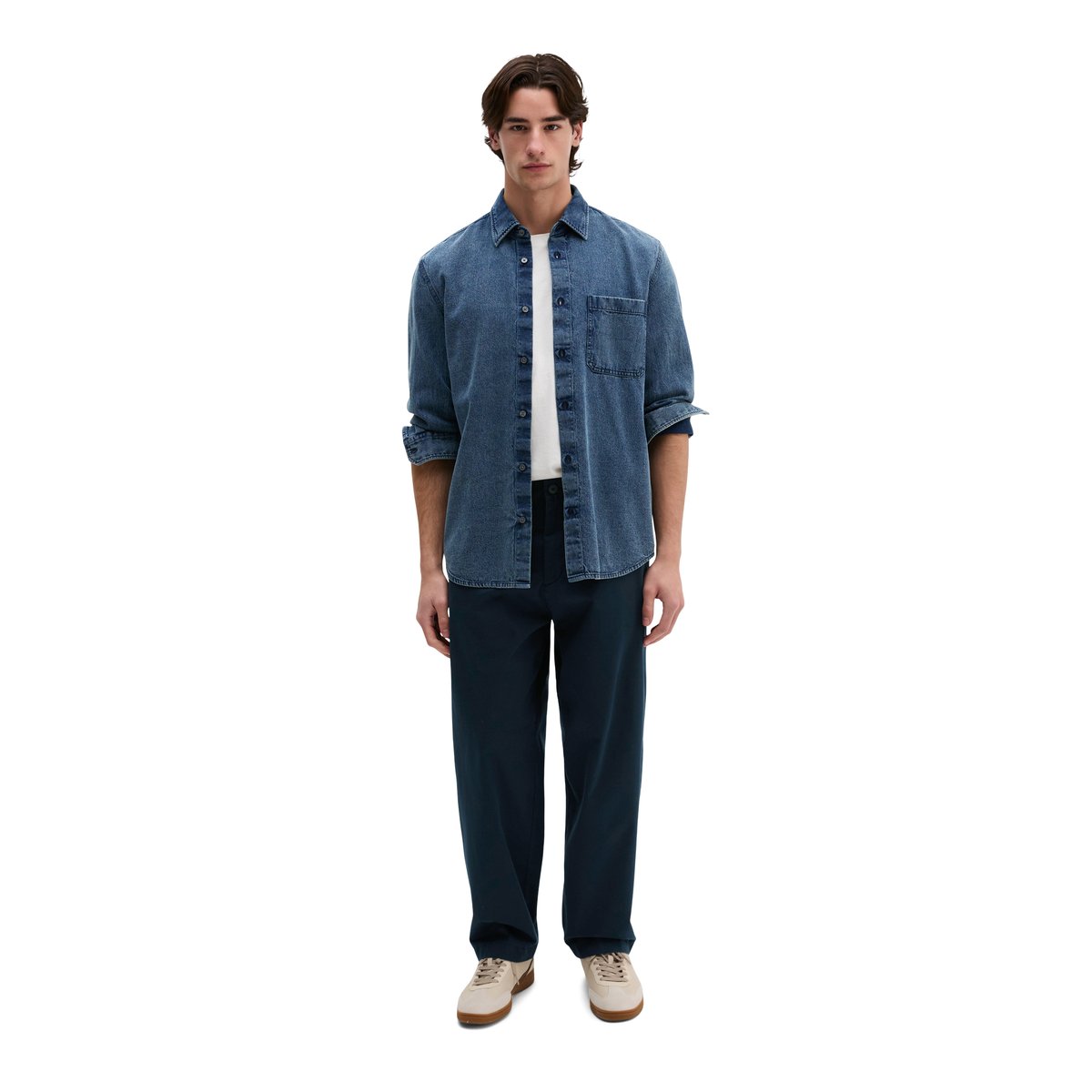 Chemise en jean coupe classique en pur coton bio bleu, MARC O'POLO