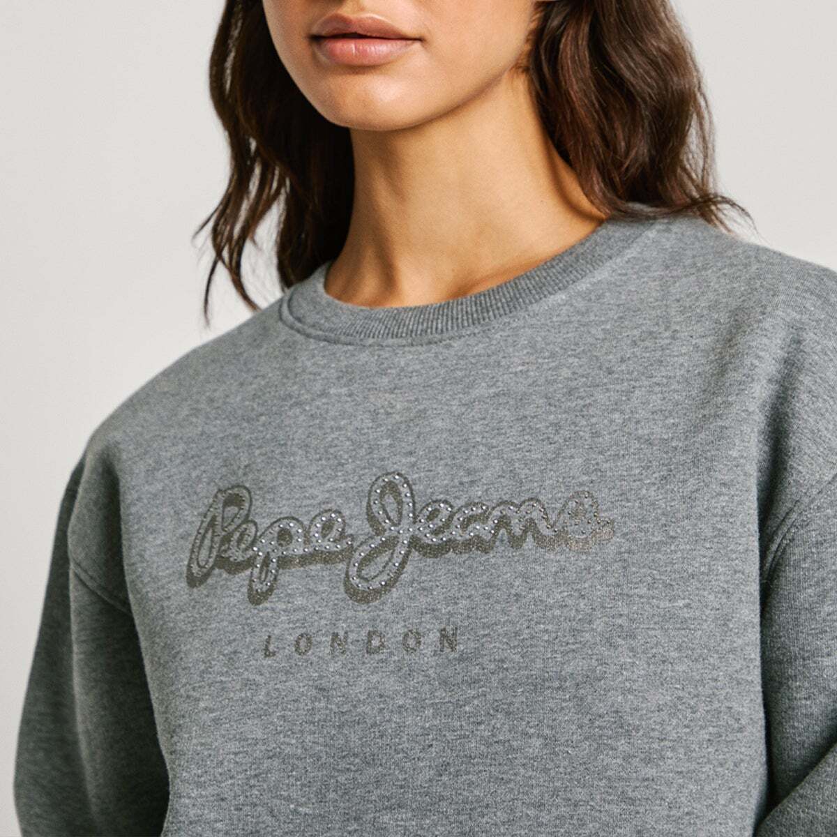 Sweat-Shirt À Col Rond Avec Logo gris foncé chine, PEPE JEANS