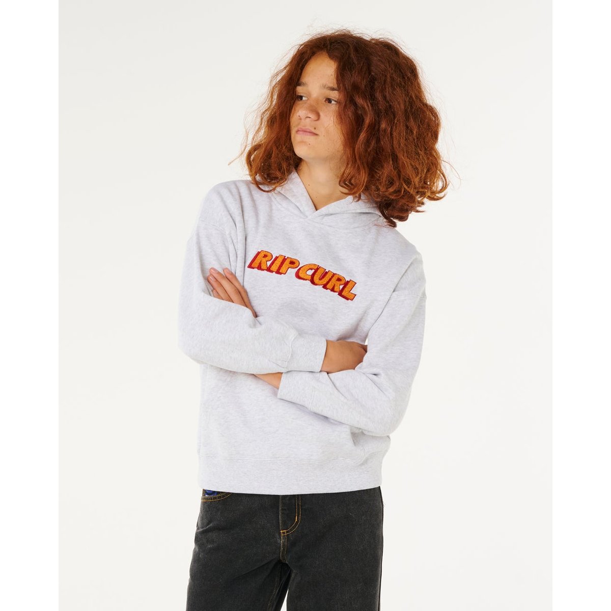 Sweat à capuche Eternal Shred LOGO garçon gris clair chiné, RIP CURL