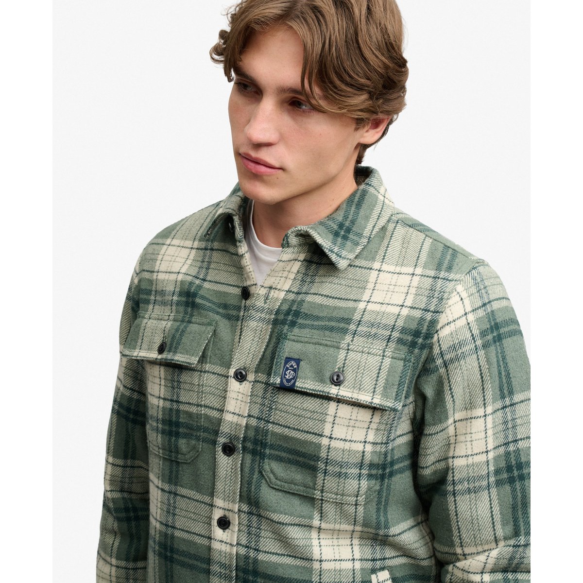 Overshirt Miller Borg coupe oversize vert à carreaux, SUPERDRY