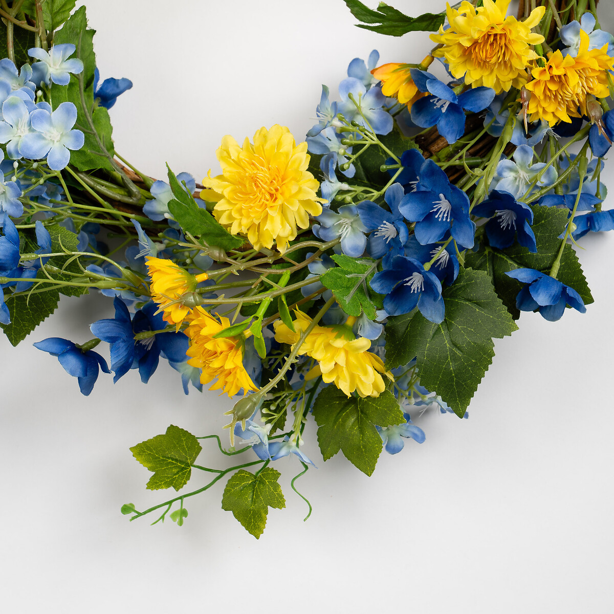 50cm Blue & Yellow Floral Wreath yellow, SO'HOME