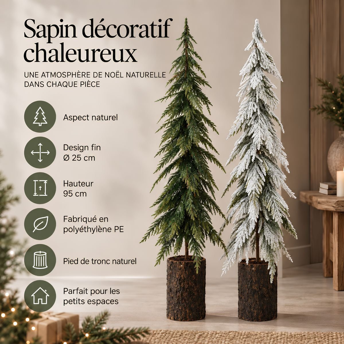 Sapin de Noël décoratif vert, MICA DECORATIONS