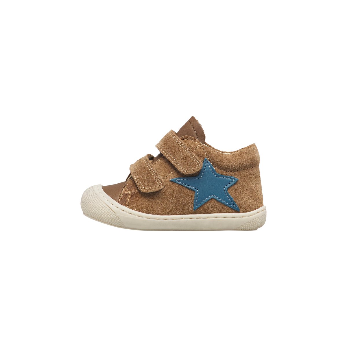 Chaussures premiers pas en cuir et suède KOLDE VL marron-marine, NATURINO