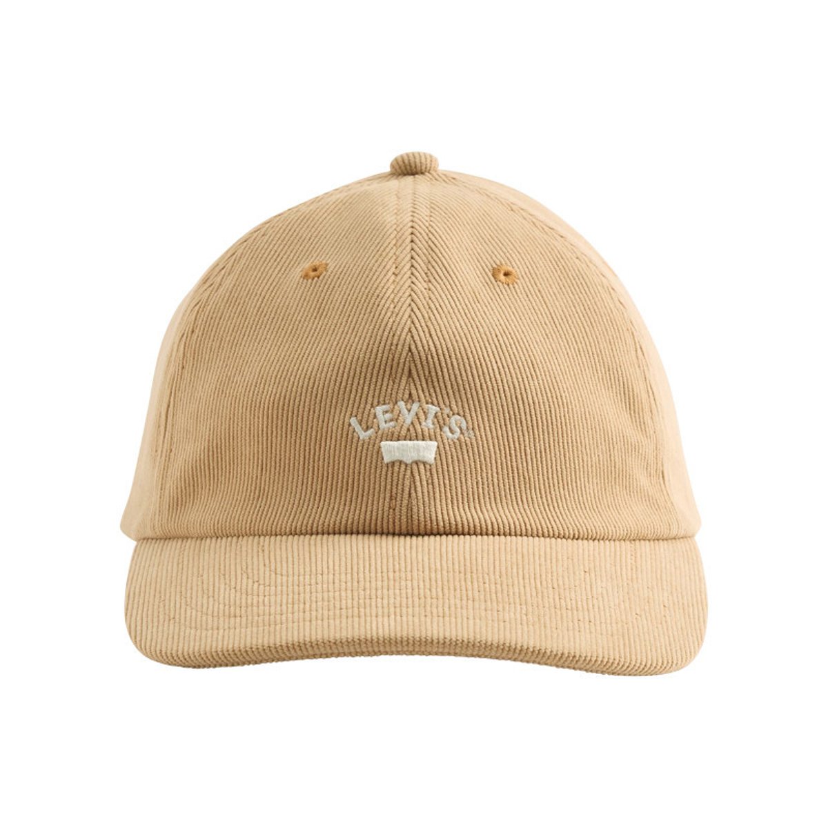 Casquette beige unie en velours côtelé pourvue du logo de la marque beige, LEVI'S