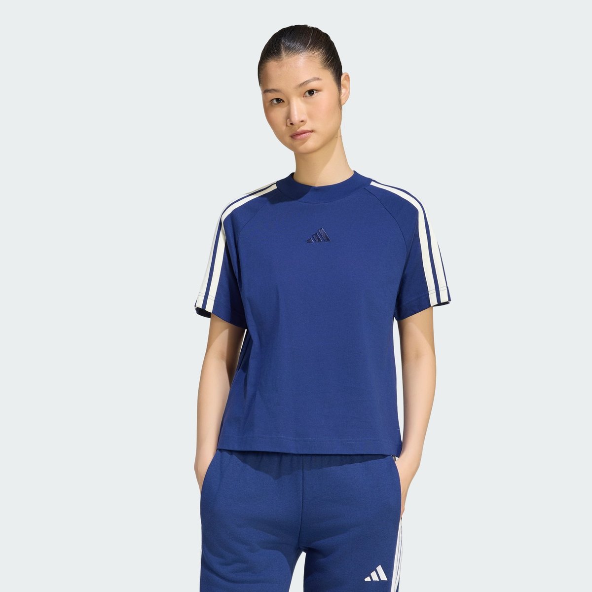 T-Shirt Adidas Kit 3-Stripes T-Shirt Adidas Kit 3-Stripes dark blue / off white, ADIDAS SPORTSWEAR
