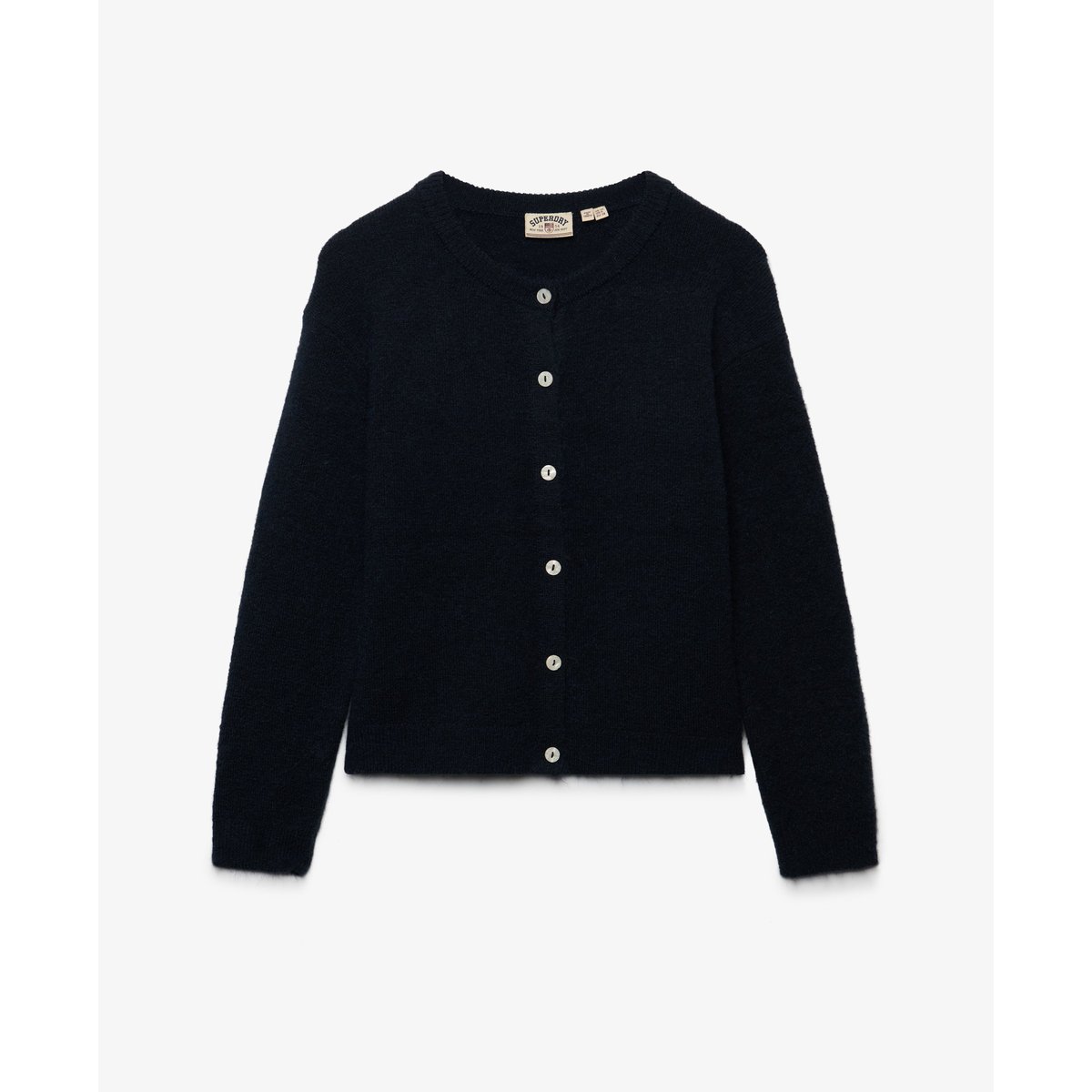 Cardigan en Maille Brossée Coupe Décontractée bleu marine éclipse, SUPERDRY