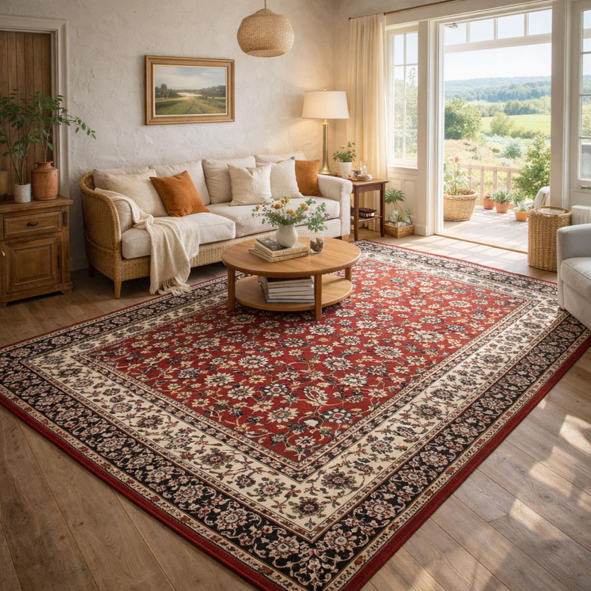 Tapis oriental tissé motif ancestral LYN1 NOMED rouge, UN AMOUR DE TAPIS