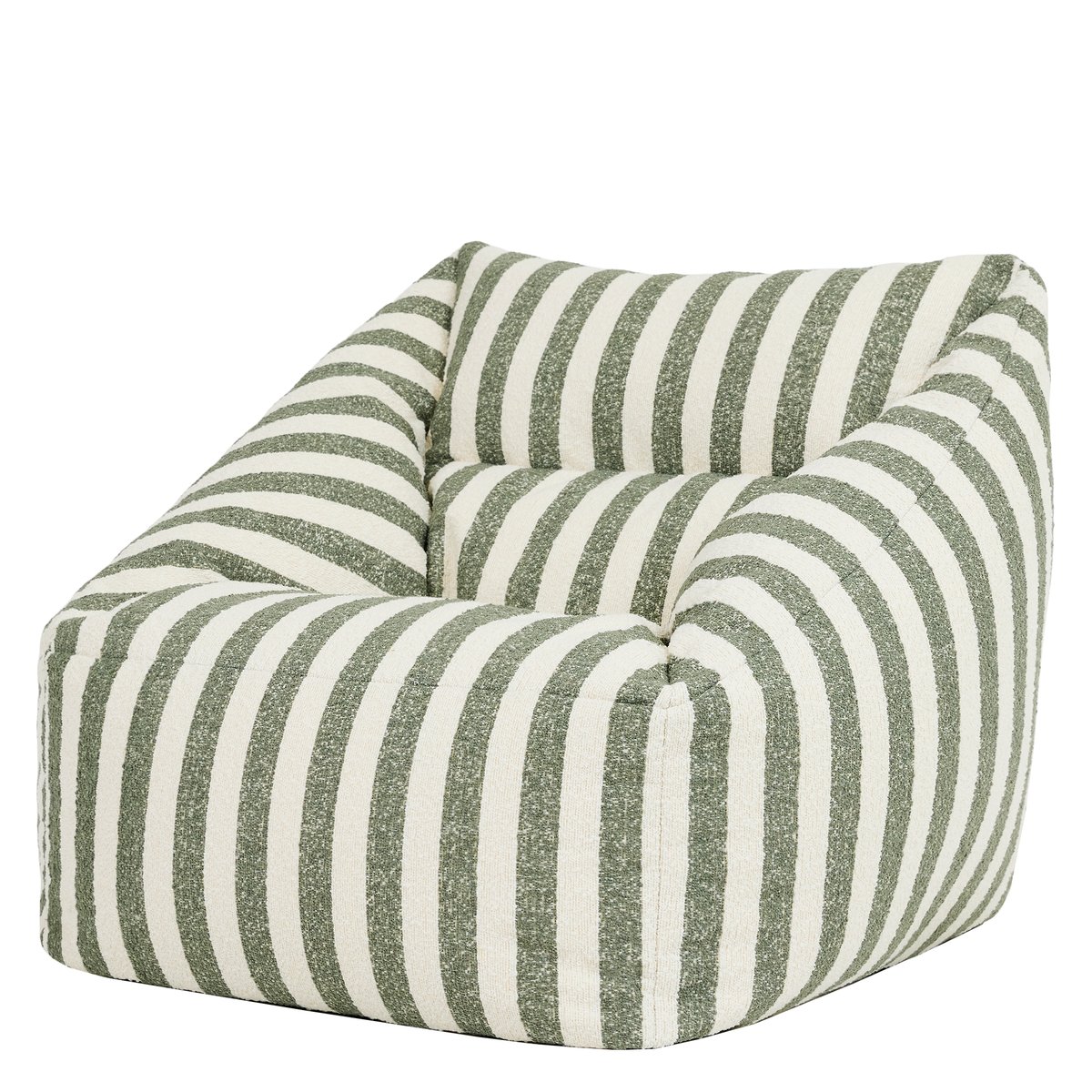 Pouf fauteuil en bouclette rayée texturée Oeko-Tex® - NATALIA vert olive, ICON