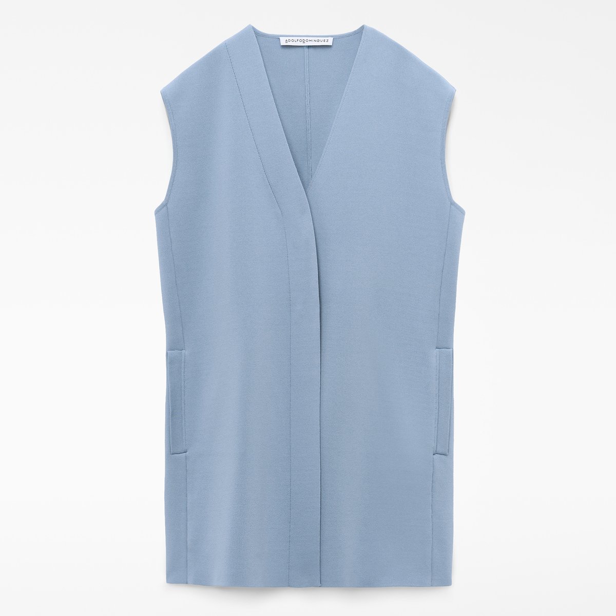 Gilet semi-ajusté à col en V bleu, ADOLFO DOMINGUEZ