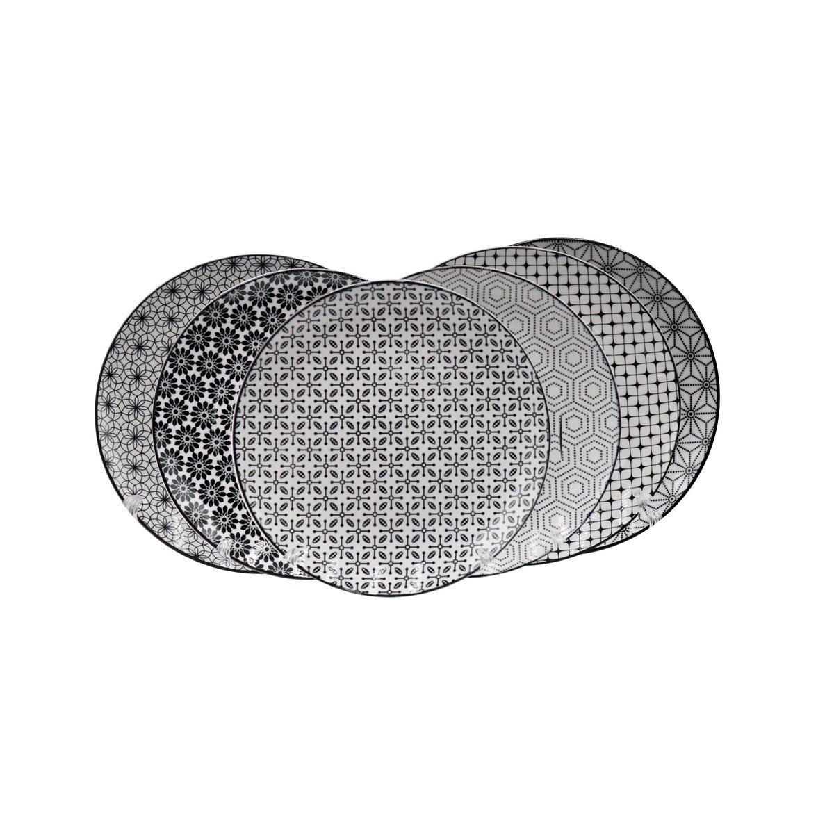 Lot de 6 assiettes à dessert, design 2, KOMAE noir, ARTIME