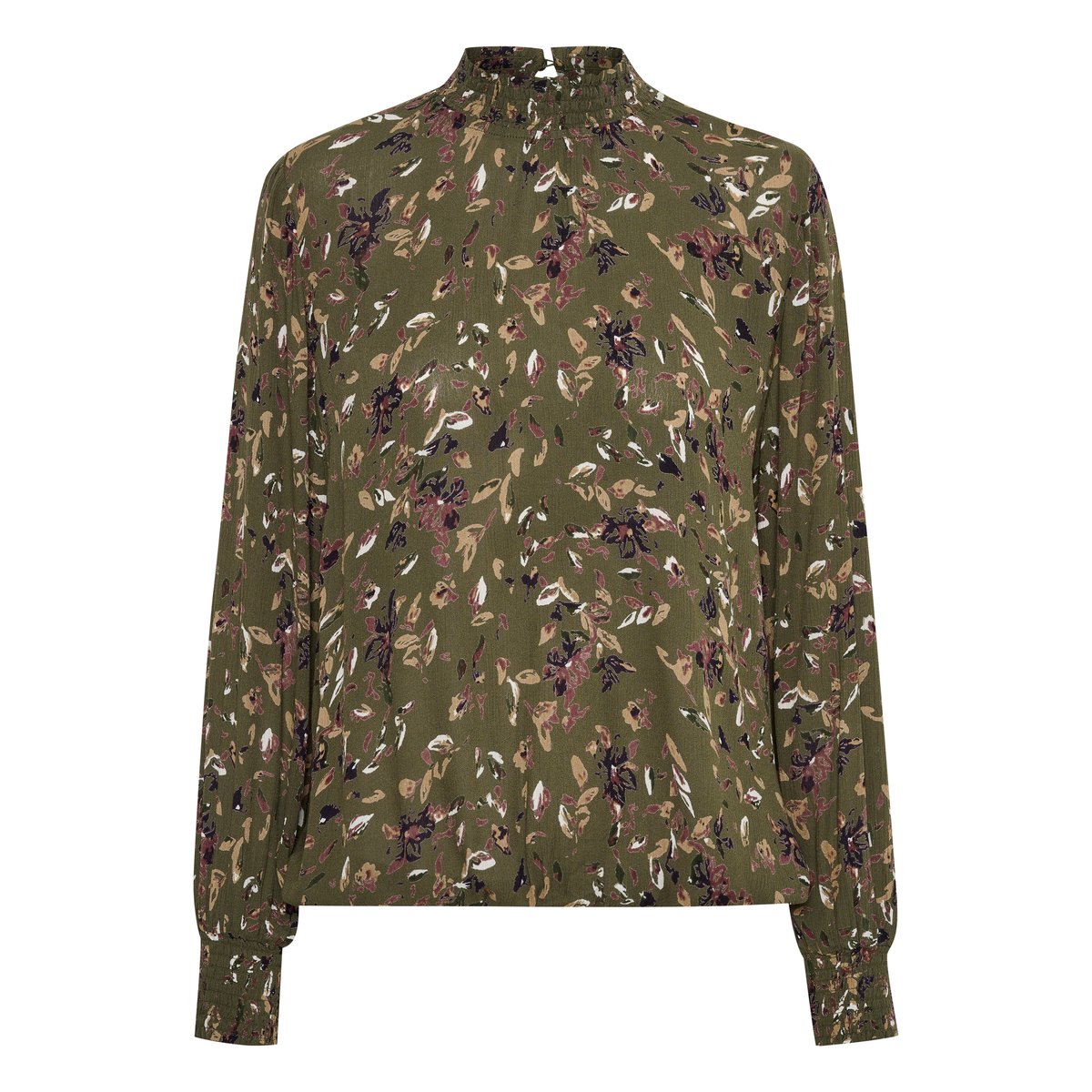 Blouse à manches longues vert grape leaf/brown leaf, KAFFE