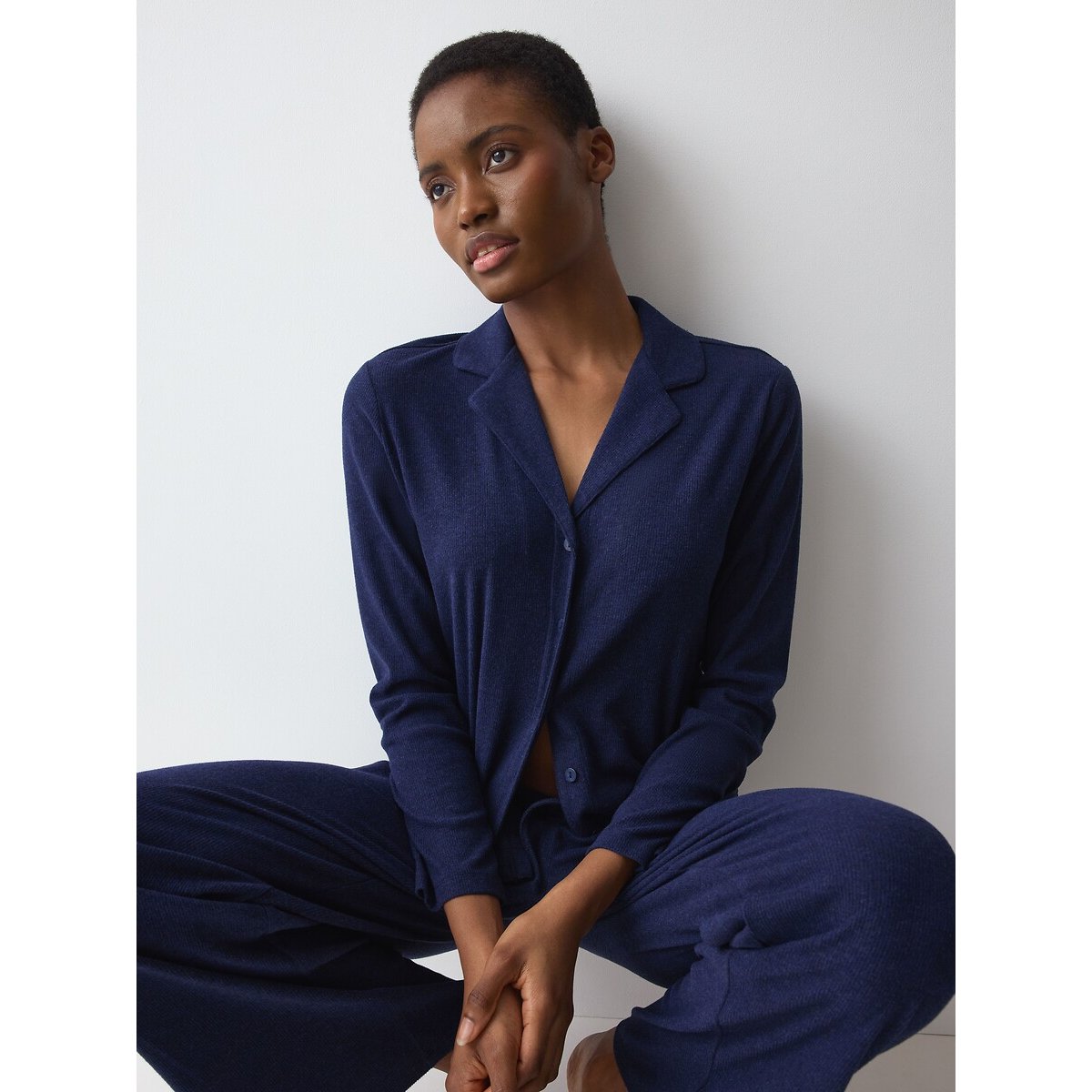 Maglia boyfriend in cotone a coste MIX & MATCH marine chiné, TRIUMPH