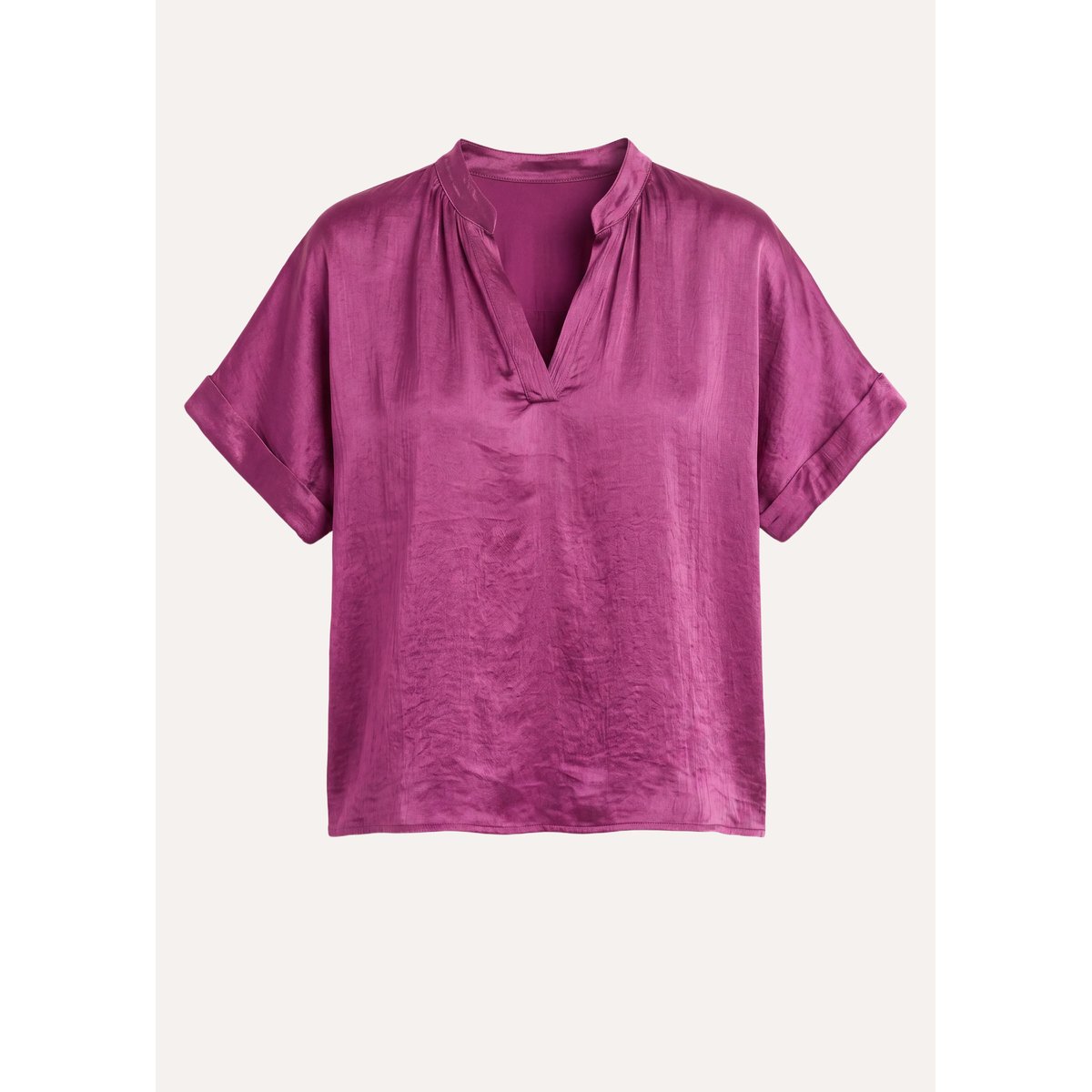 Top manches courtes en satin encolure tunisienne purple velvet, LA FEE MARABOUTEE