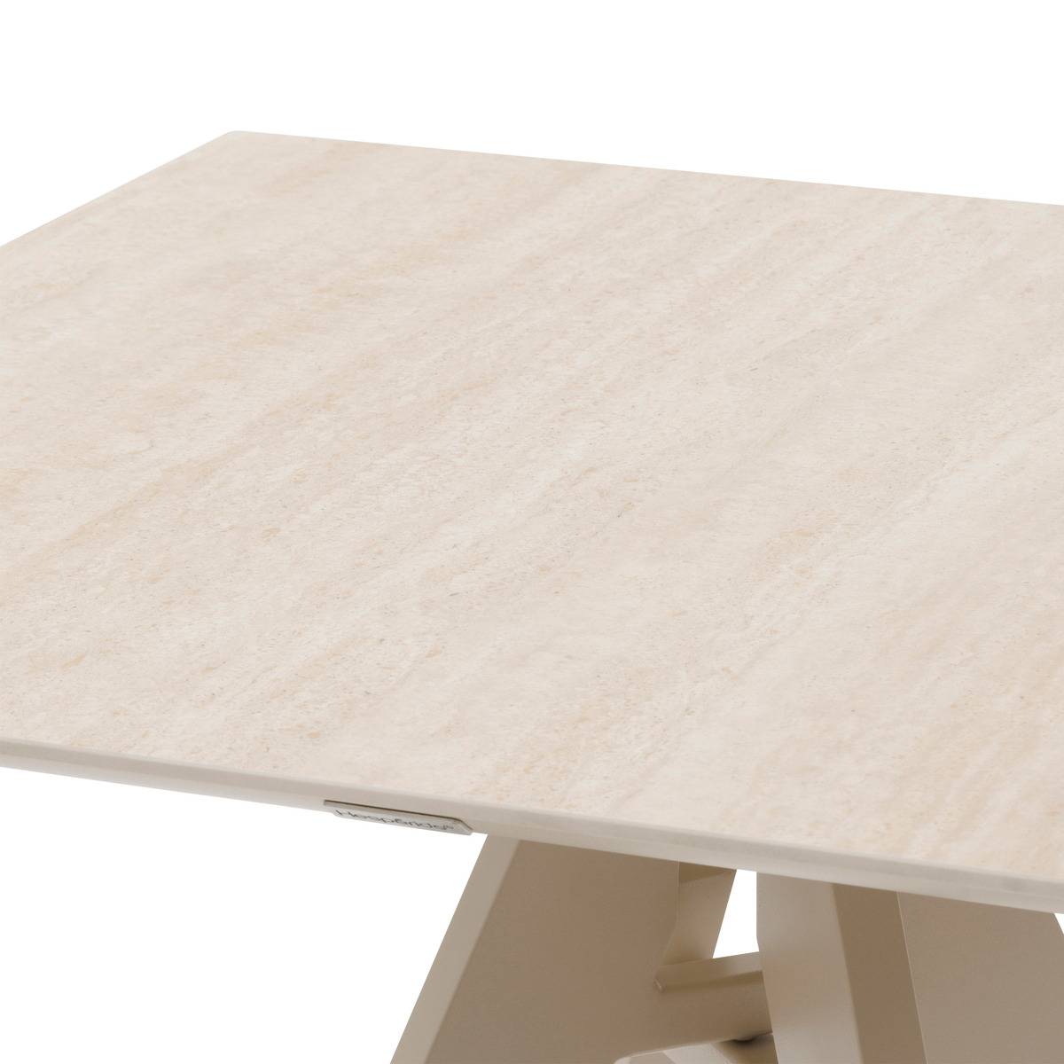 Table haute de jardin 2 places en aluminium TERZANO argile, HESPERIDE